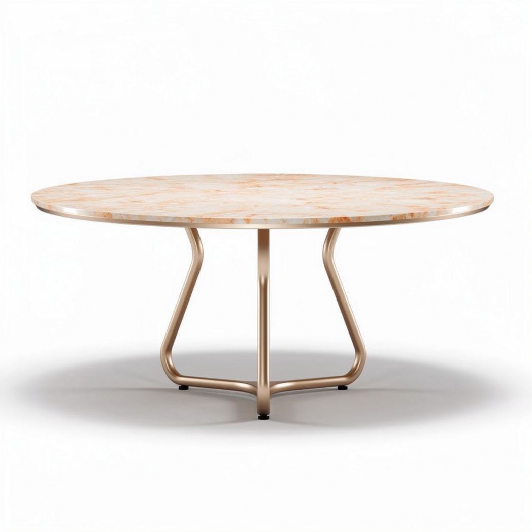 Round marble dining table with metal base 60 x 60 x 75cm for modern interiors
