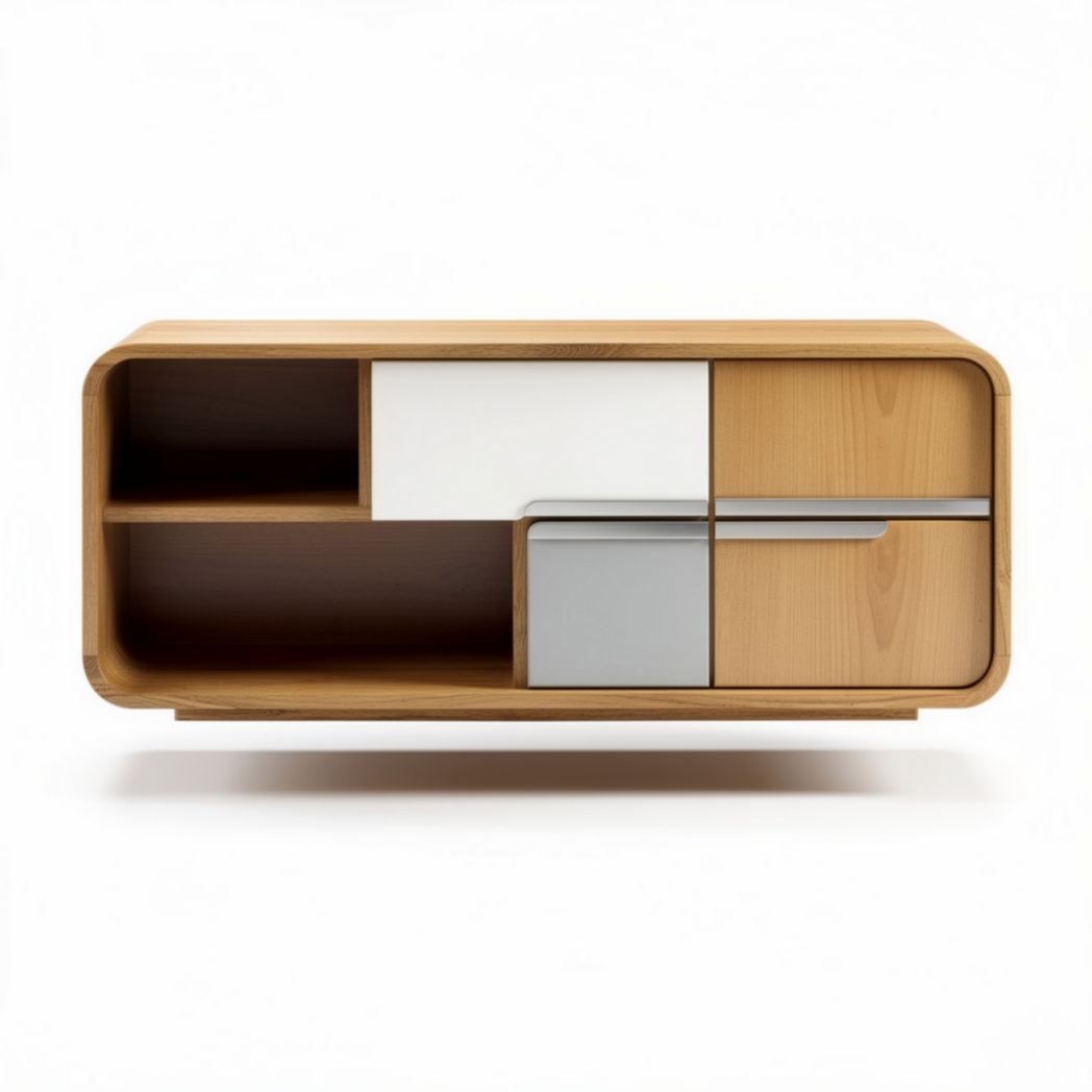 Modern wooden storage cabinet with multiple compartments 80 x 40 x 40cm