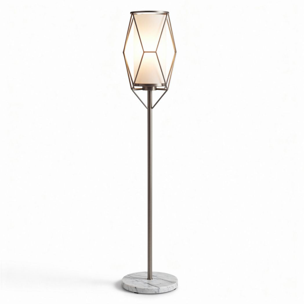 Geometric floor lamp with marble base and metal frame 25 x 25 x 150cm