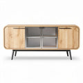 Wooden TV stand with mesh doors 120 x 40 x 60cm for living room storage