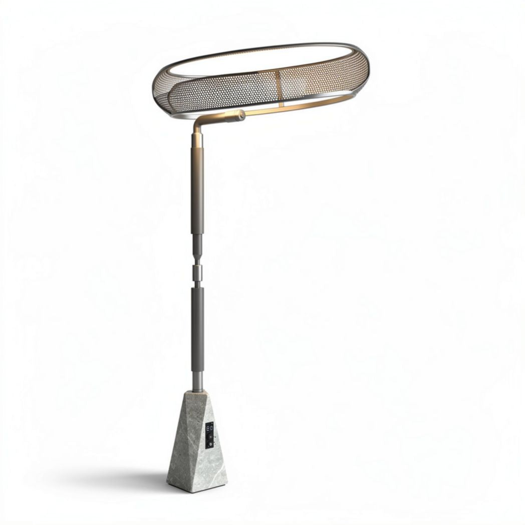 Modern floor lamp with adjustable height and concrete base in gray 100 x 30 x 200cm