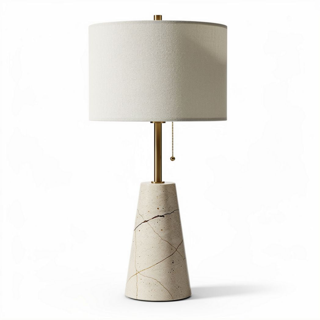 Marble table lamp with fabric shade for home or office use 20 x 20 x 50cm