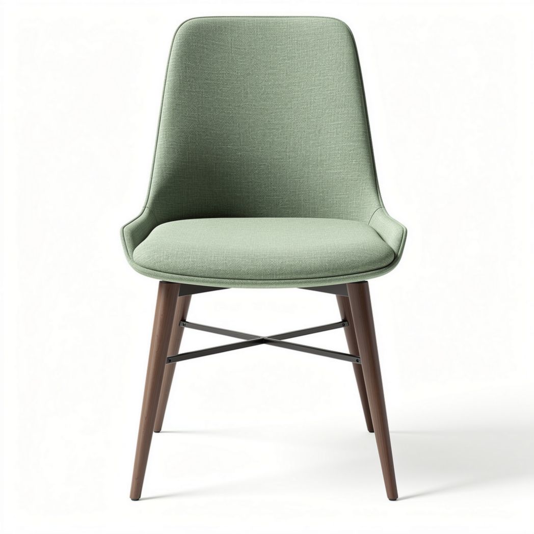 Fabric dining chair in green with wooden legs 45 x 50 x 85cm