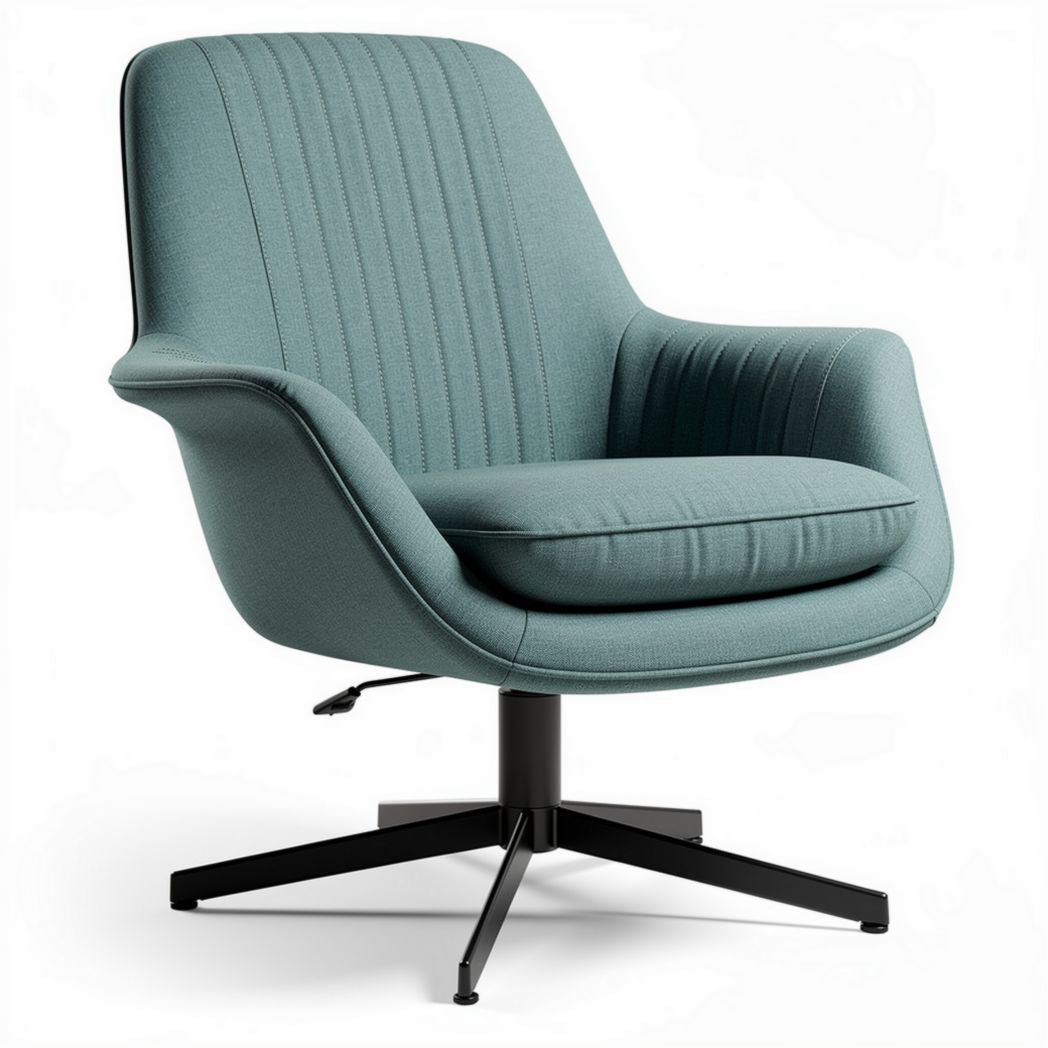 Modern upholstered accent chair with adjustable height and black base 80 x 75 x 85cm