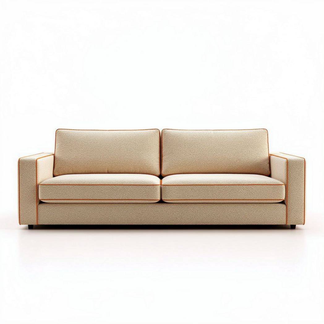 Fabric sofa with orange trim 200 x 90 x 80cm for living room use